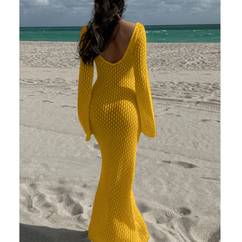 Vibecurve® Crochet Long Sleeve Cut Out Cover-up