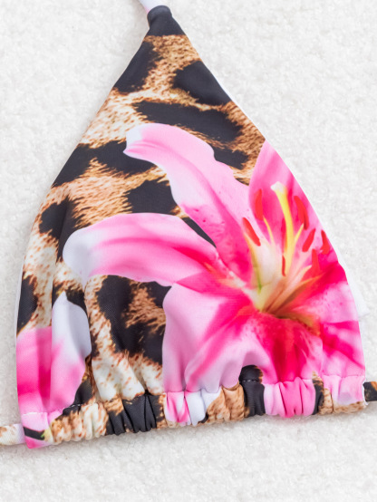 Vibecurve®  Women's Halter Triangle Bikini Sets Floral 3 Piece Swimsuit Bathing Suit Cover Up Long Skirt