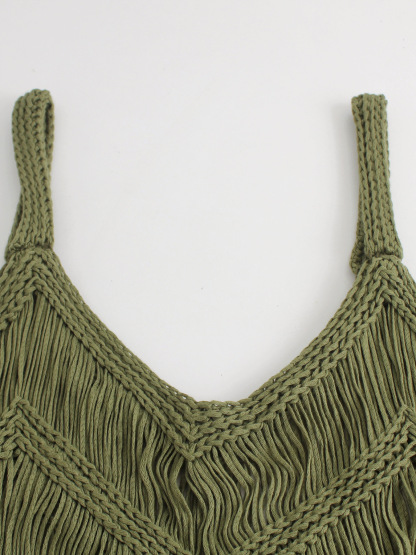 Vibecurve® Women's Plain Fringe Trim Cami Top