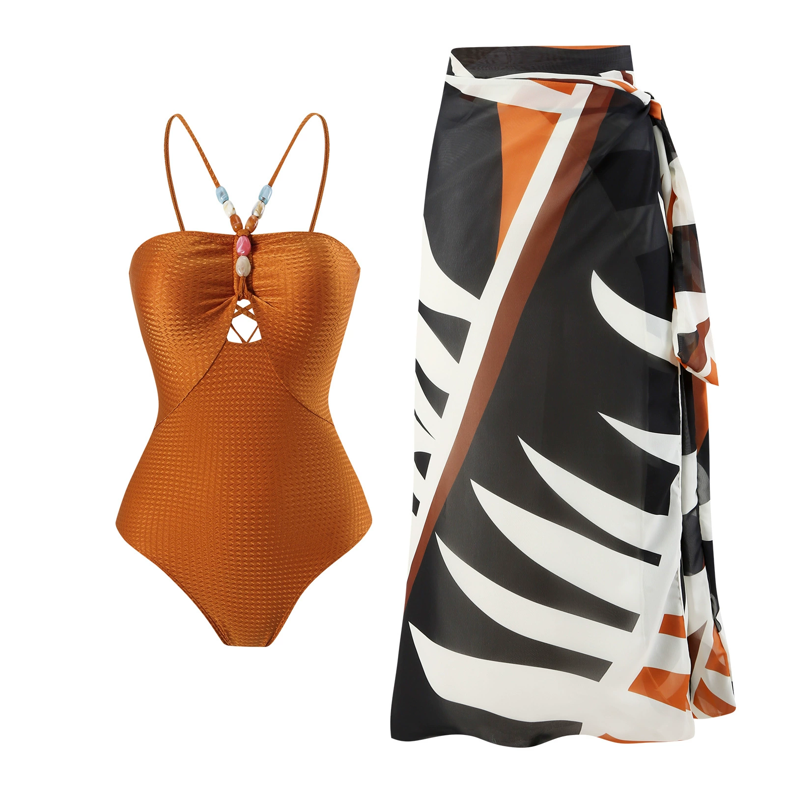Vibecurve® Womens One-Piece Swimsuits with Cover Up Wrap Skirt