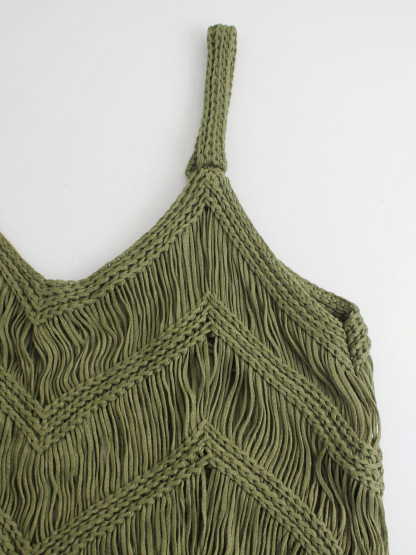 Vibecurve® Women's Plain Fringe Trim Cami Top