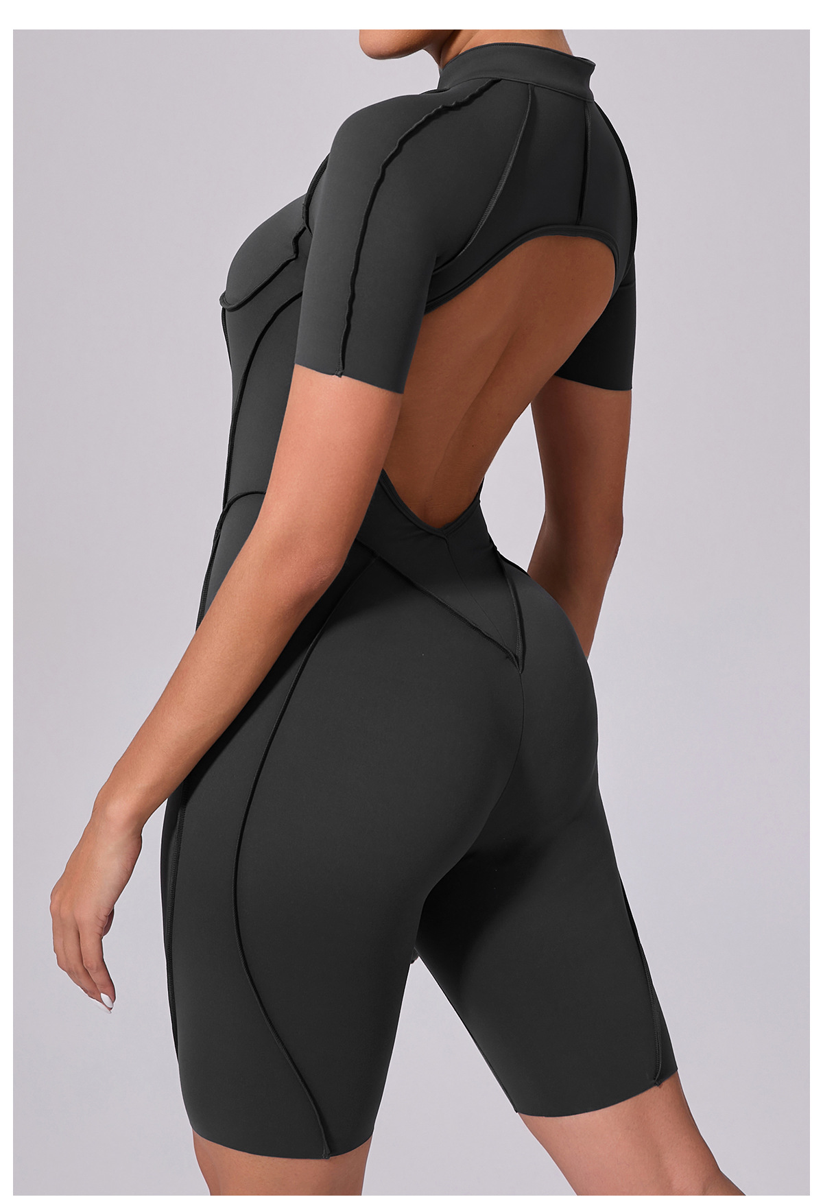 Vibecurve®Zippered short-sleeved outerwear fitness yoga jumpsuit