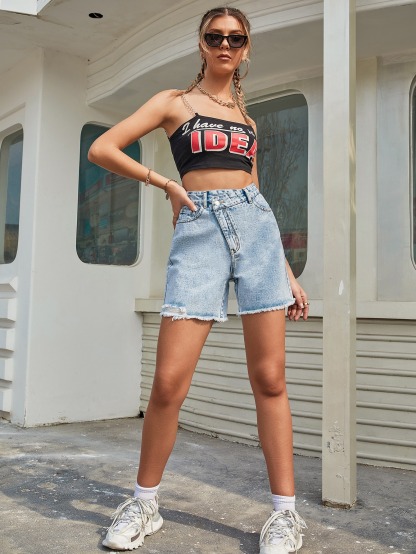 Vibecurve® Womens Crossover Jean Shorts