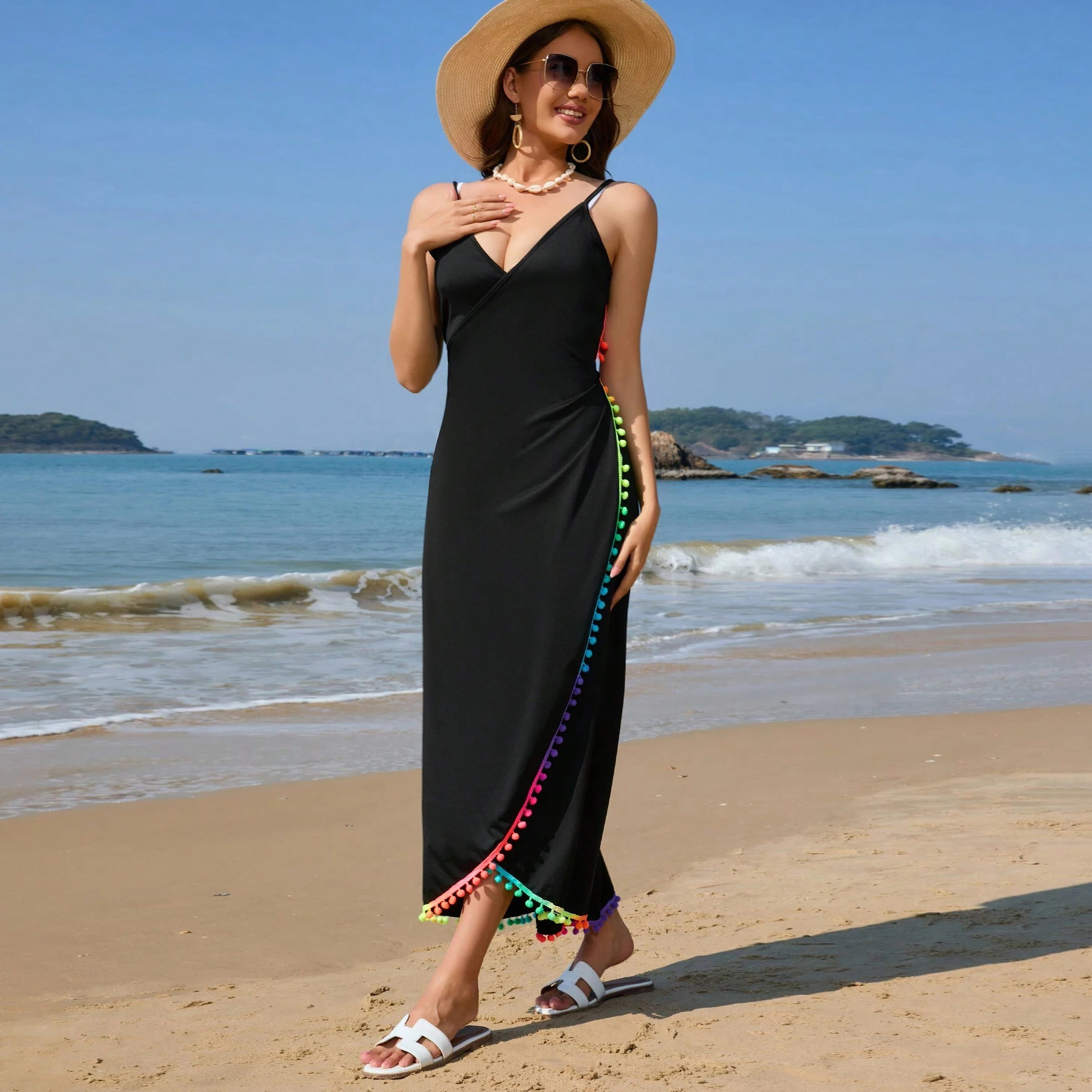 Vibecurve® Sexy Sling Ball Tassel Bikini Cover Up