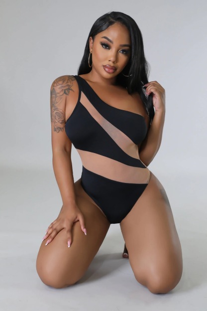 Vibecurve®Sexy One Shoulder Mesh Bikini Bodysuit