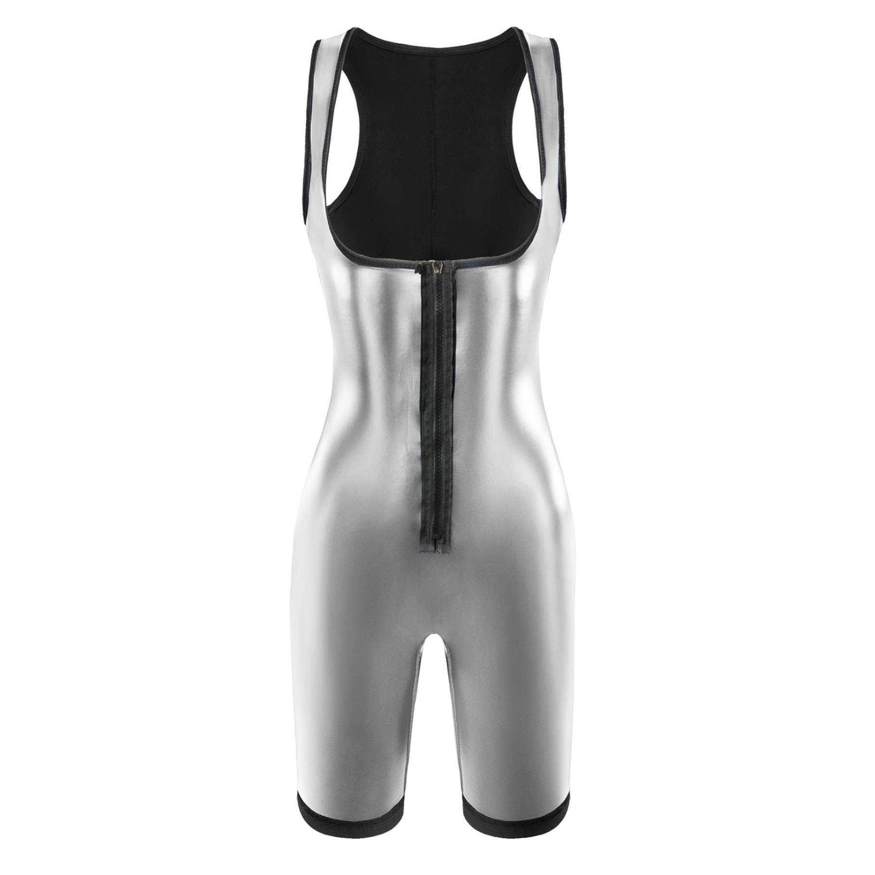 Women's Solid Zip Up Sauna Shapewear Bodysuit