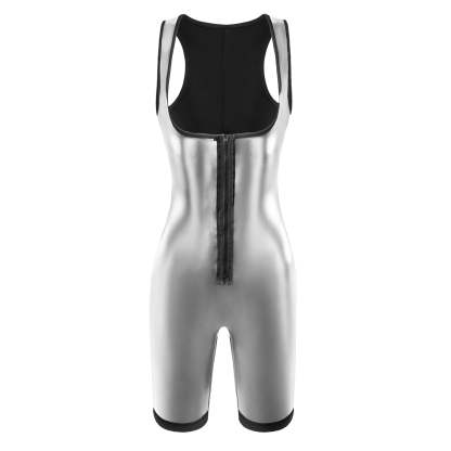 Women's Solid Zip Up Sauna Shapewear Bodysuit