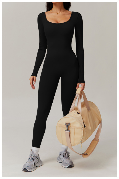 Vibecurve® V-Scrunched Back Long Sleeve One-Piece Suit