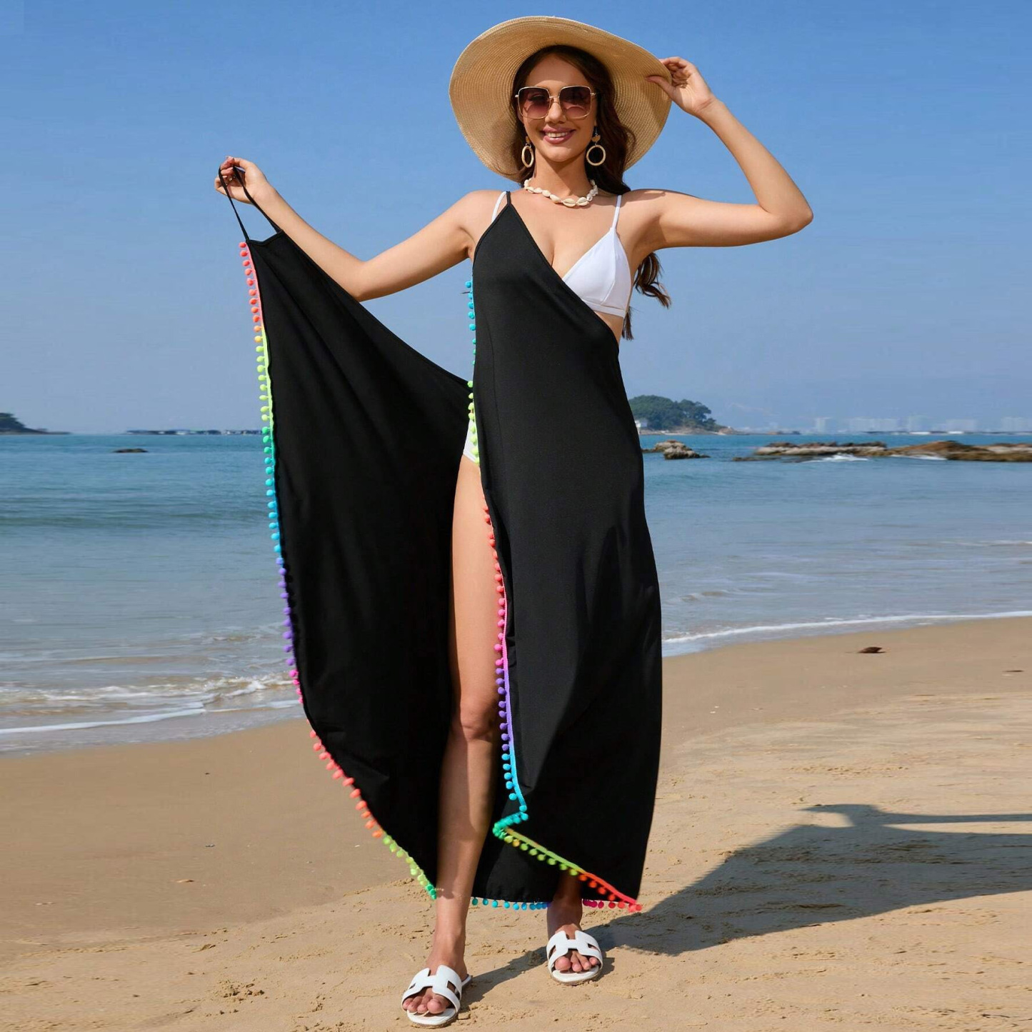 Vibecurve® Sexy Sling Ball Tassel Bikini Cover Up