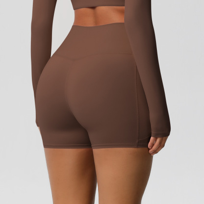 Vibecurve® Nude High Waist Yoga Shorts Quick Dry Breathable Tight Pocket Pants