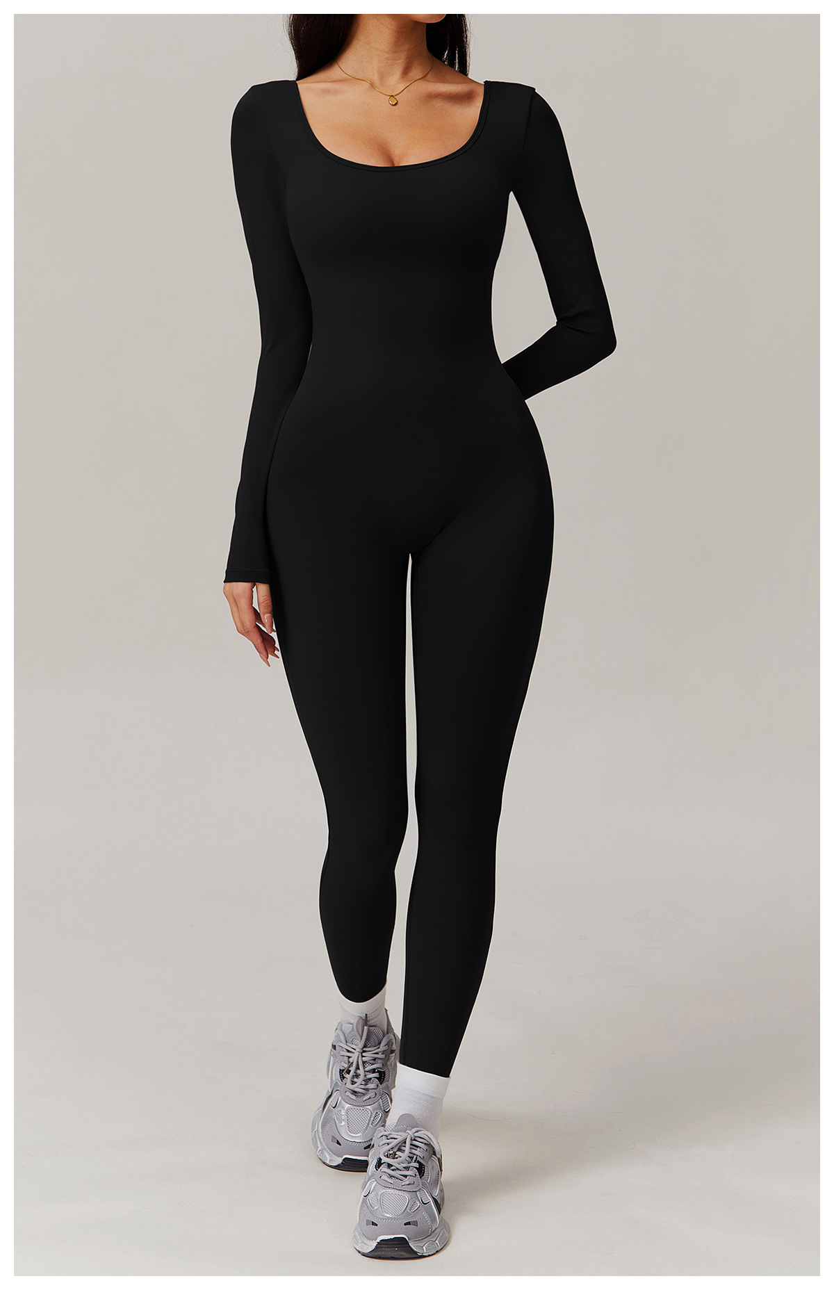 Vibecurve® V-Scrunched Back Long Sleeve One-Piece Suit