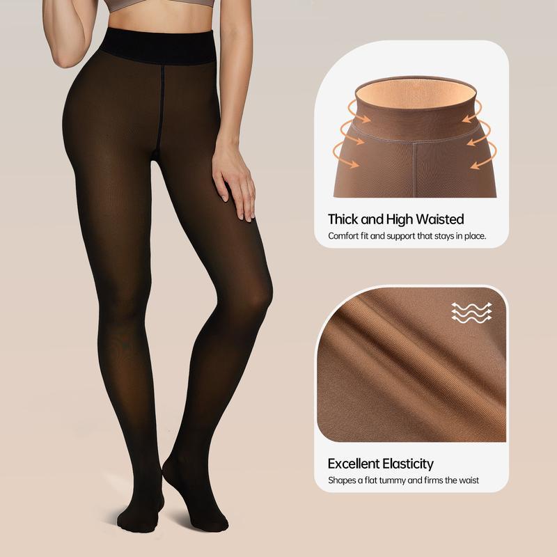 Vibecurve® Fleece Lined Leggings Sheer Fake Translucent Pantyhose
