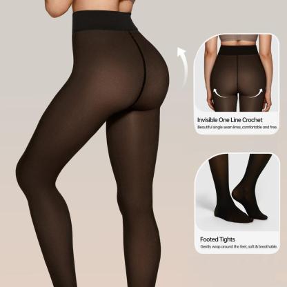 Vibecurve® Fleece Lined Leggings Sheer Fake Translucent Pantyhose
