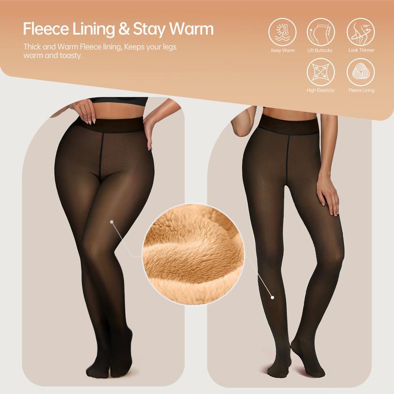 Vibecurve® Fleece Lined Leggings Sheer Fake Translucent Pantyhose