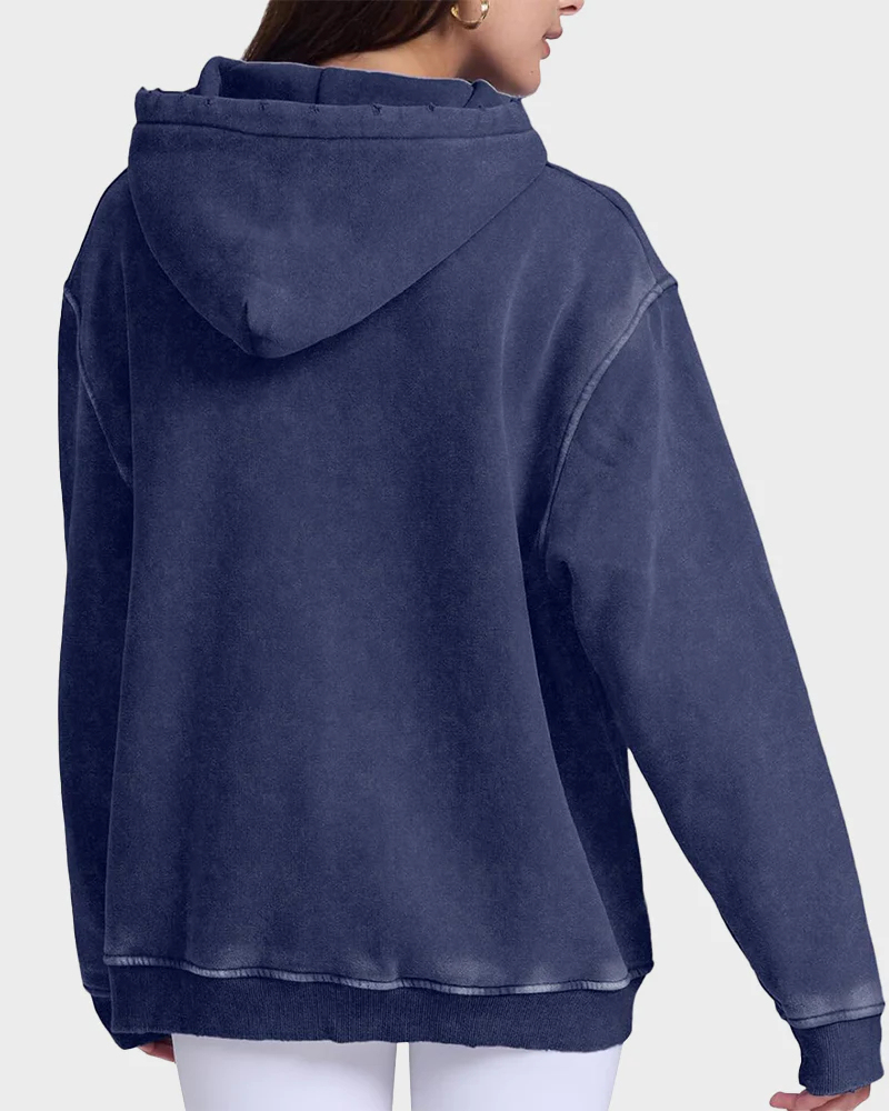 Vibecurve® Casual Oversized Acid Wash Tops Hoodie Pullover