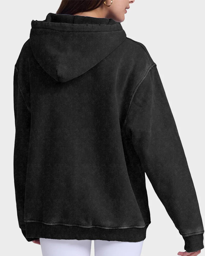 Vibecurve® Casual Oversized Acid Wash Tops Hoodie Pullover