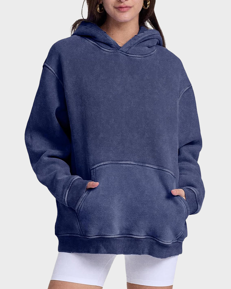 Vibecurve® Casual Oversized Acid Wash Tops Hoodie Pullover