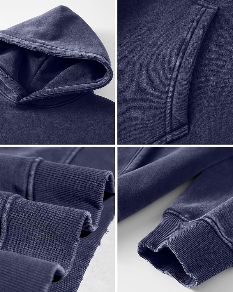 Vibecurve® Casual Oversized Acid Wash Tops Hoodie Pullover