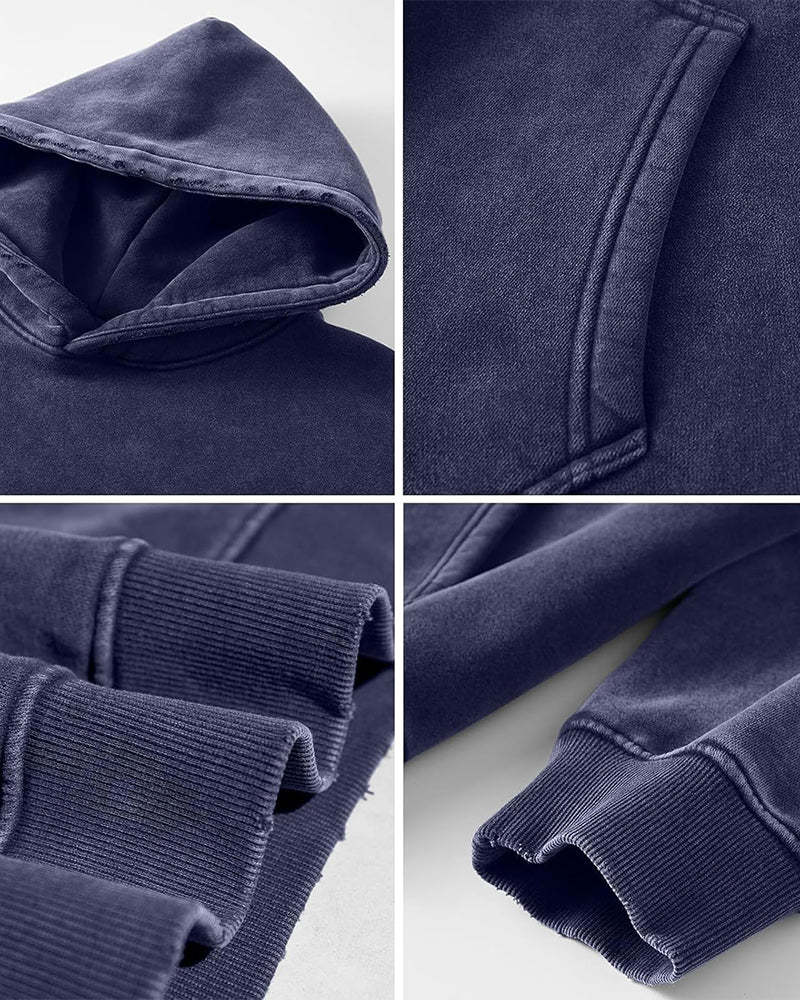 Vibecurve® Casual Oversized Acid Wash Tops Hoodie Pullover