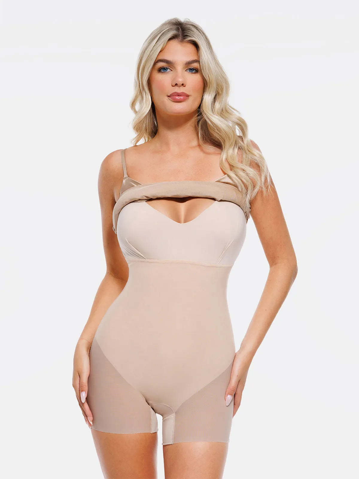 Vibecurve® Shapewear Strappy Cowl Neck Tummy Control Flare Dress