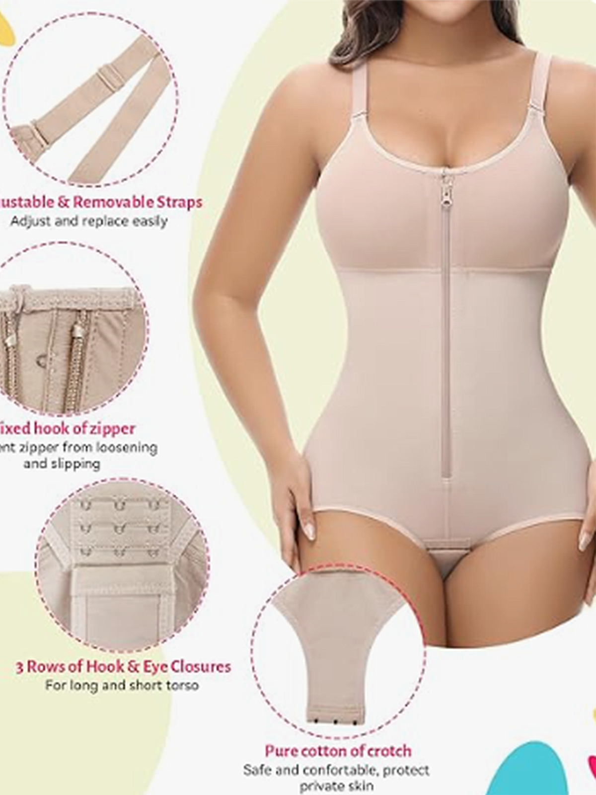 Vibecurve® Post Operative Compression Garment With Zipper For Chest And Abdomen