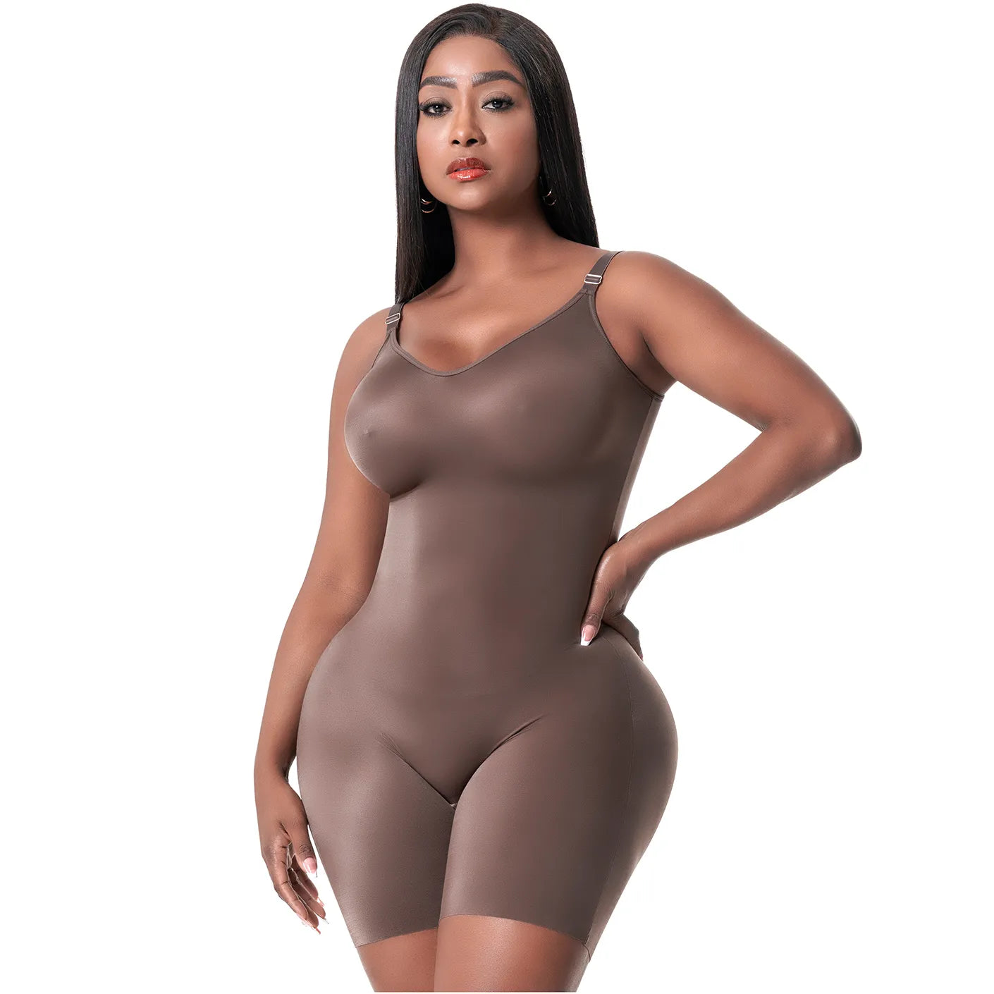 Comfy Tummy Control Shapewear Bodysuit Mid Thigh With Built-In Bra | Daily Use