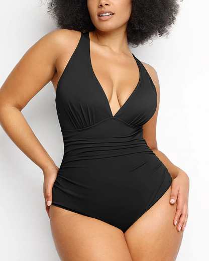 Vibecurve® Tummy Shaping One-Piece Pleated Swimsuit