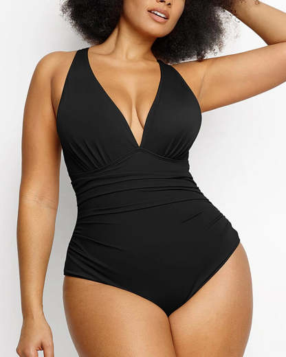 Vibecurve® Tummy Shaping One-Piece Pleated Swimsuit