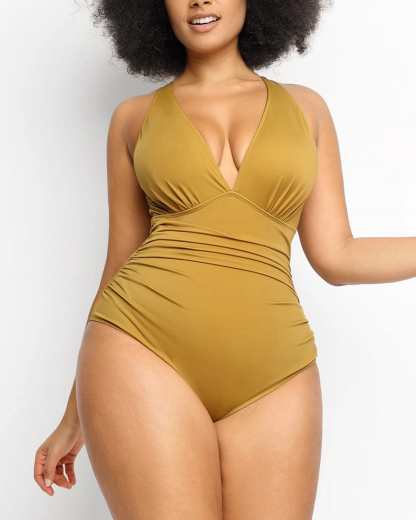 Vibecurve® Tummy Shaping One-Piece Pleated Swimsuit
