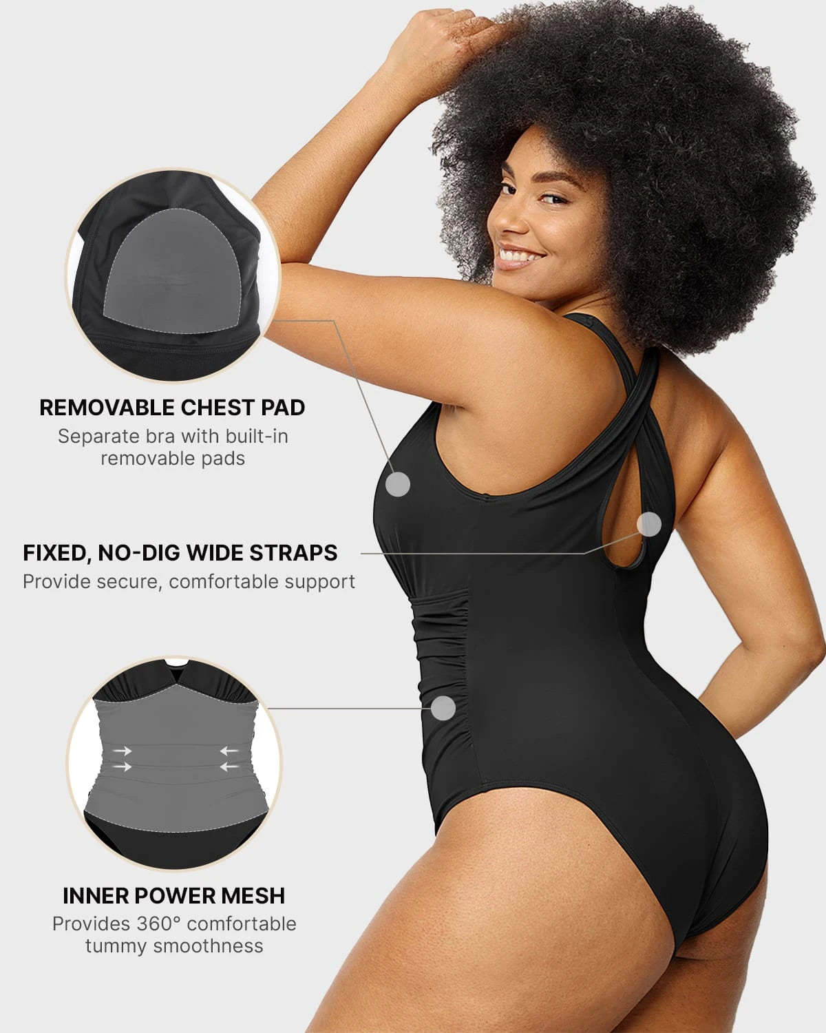 Vibecurve® Tummy Shaping One-Piece Pleated Swimsuit
