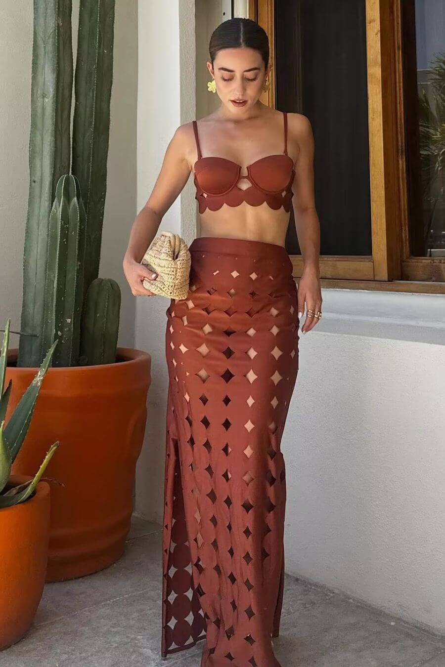 Vibecurve® Laser Cutting Circularity Bikini Swimsuit and Split Skirt