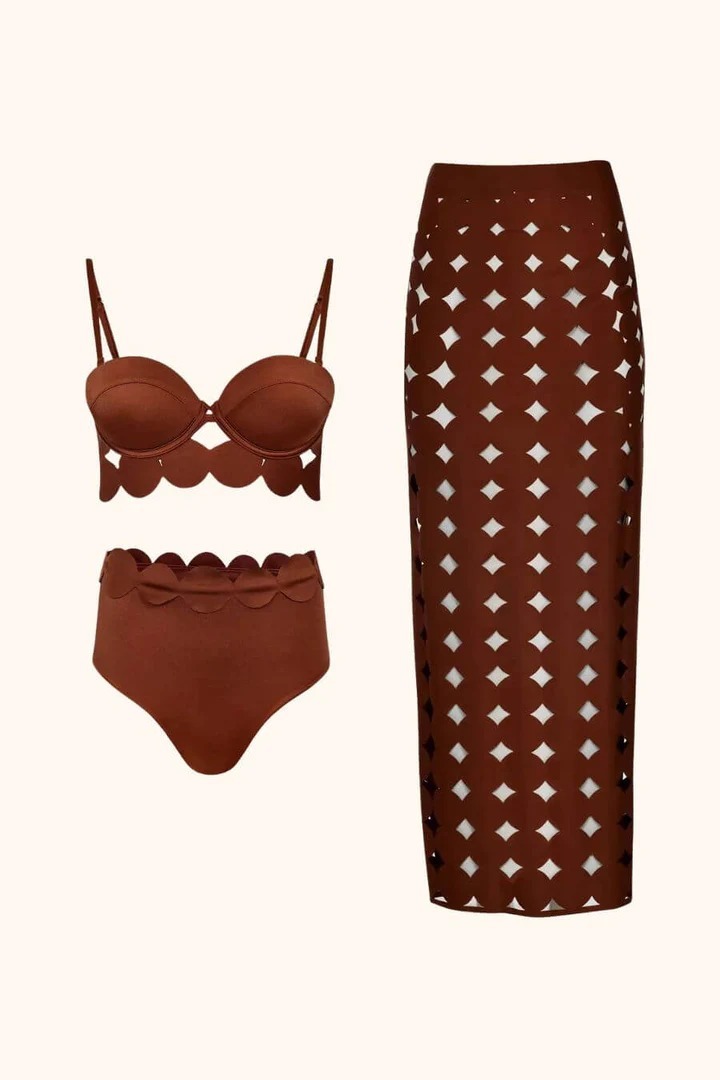 Vibecurve® Laser Cutting Circularity Bikini Swimsuit and Split Skirt