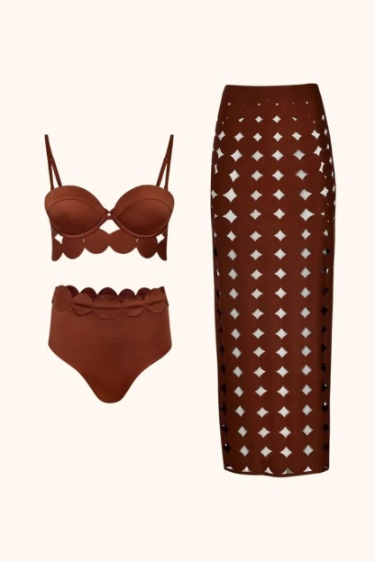 Vibecurve® Laser Cutting Circularity Bikini Swimsuit and Split Skirt