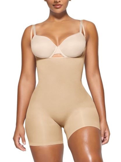 Vibecurve® Bodysuit for Women Tummy Control Shapewear Open Bust Mid-Thigh Sculpting Body Shaper