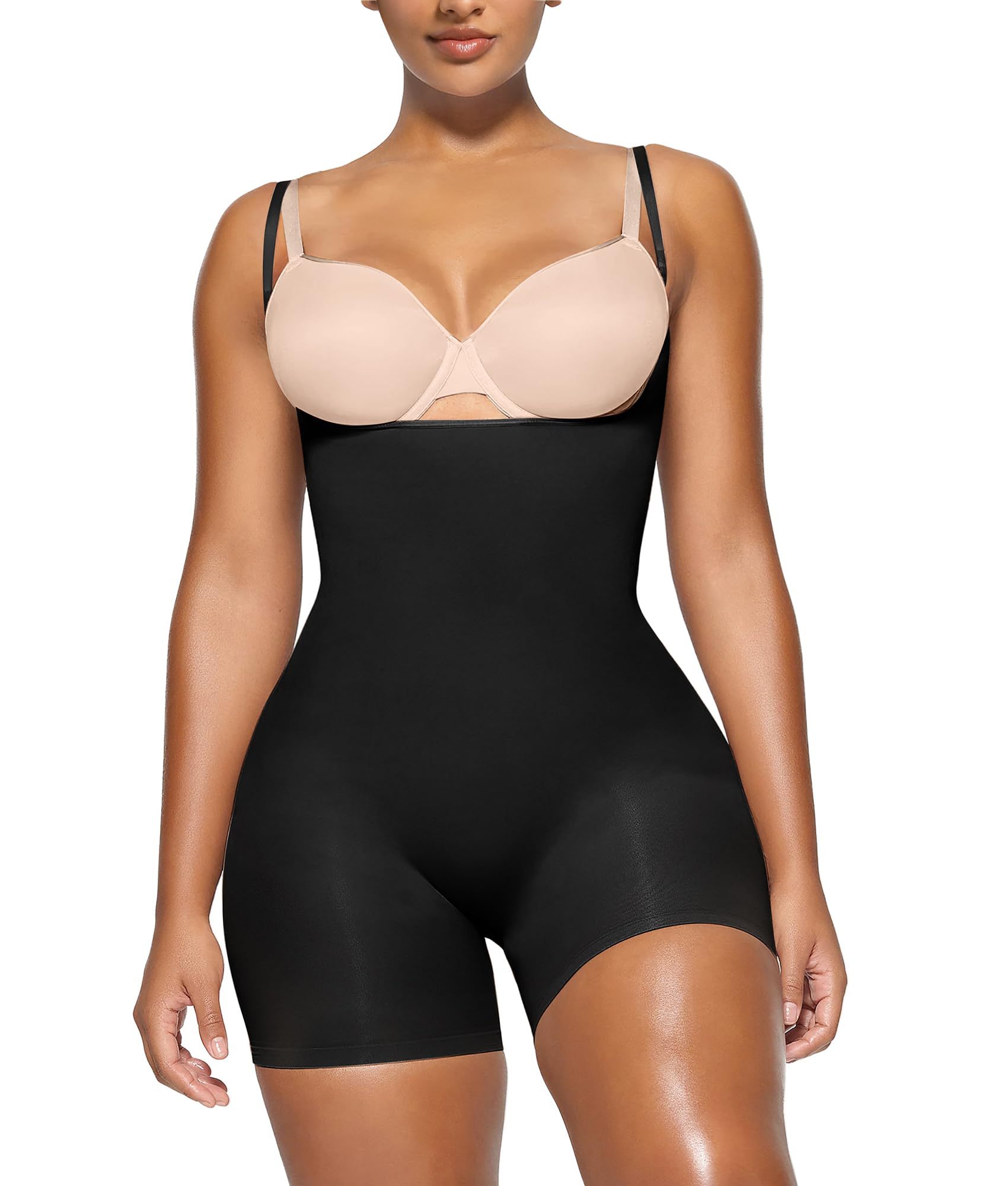 Vibecurve® Bodysuit for Women Tummy Control Shapewear Open Bust Mid-Thigh Sculpting Body Shaper