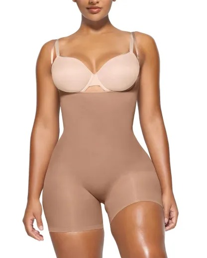 Vibecurve® Bodysuit for Women Tummy Control Shapewear Open Bust Mid-Thigh Sculpting Body Shaper