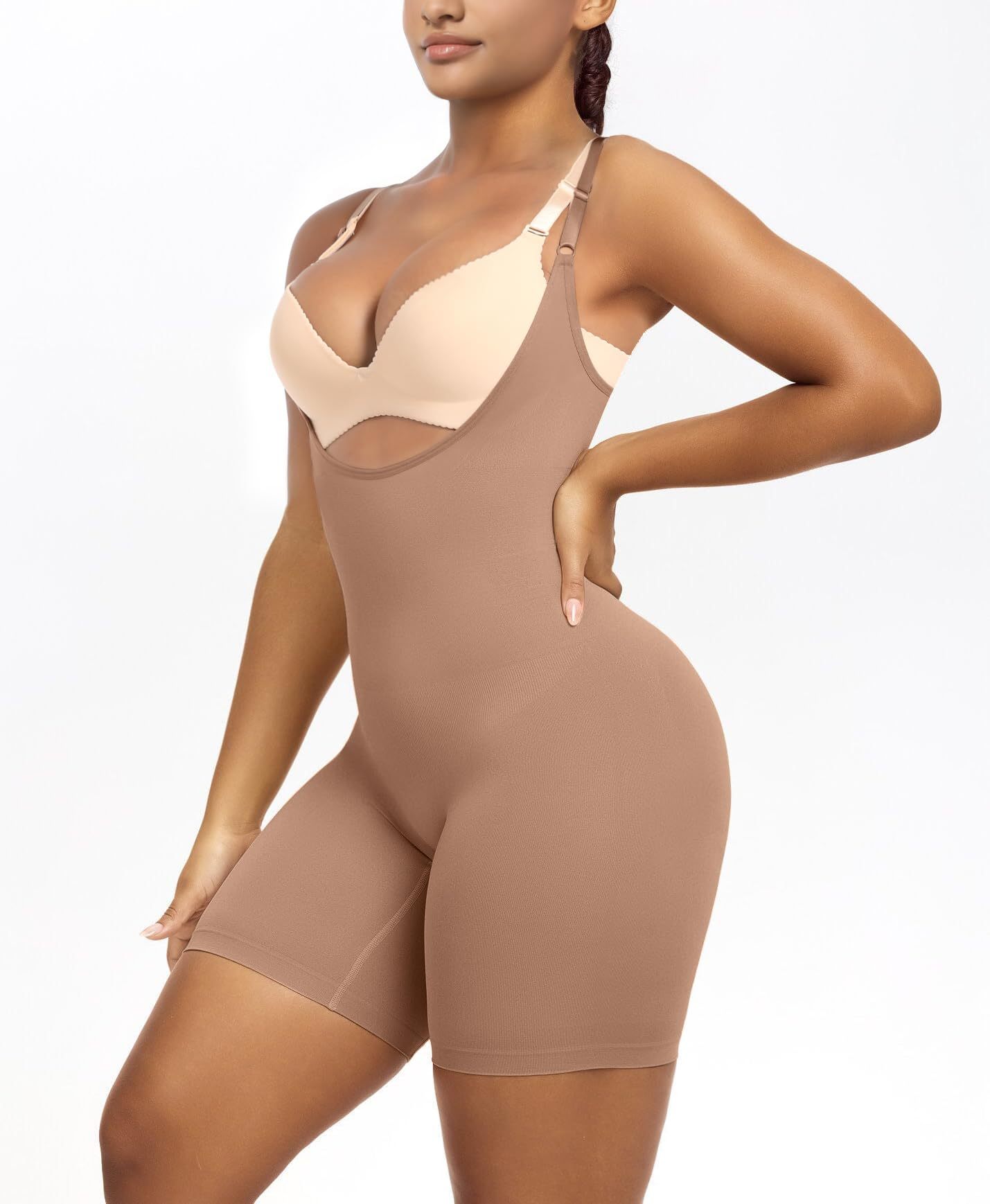 Vibecurve® Bodysuit for Women Tummy Control Shapewear Open Bust Mid-Thigh Sculpting Body Shaper