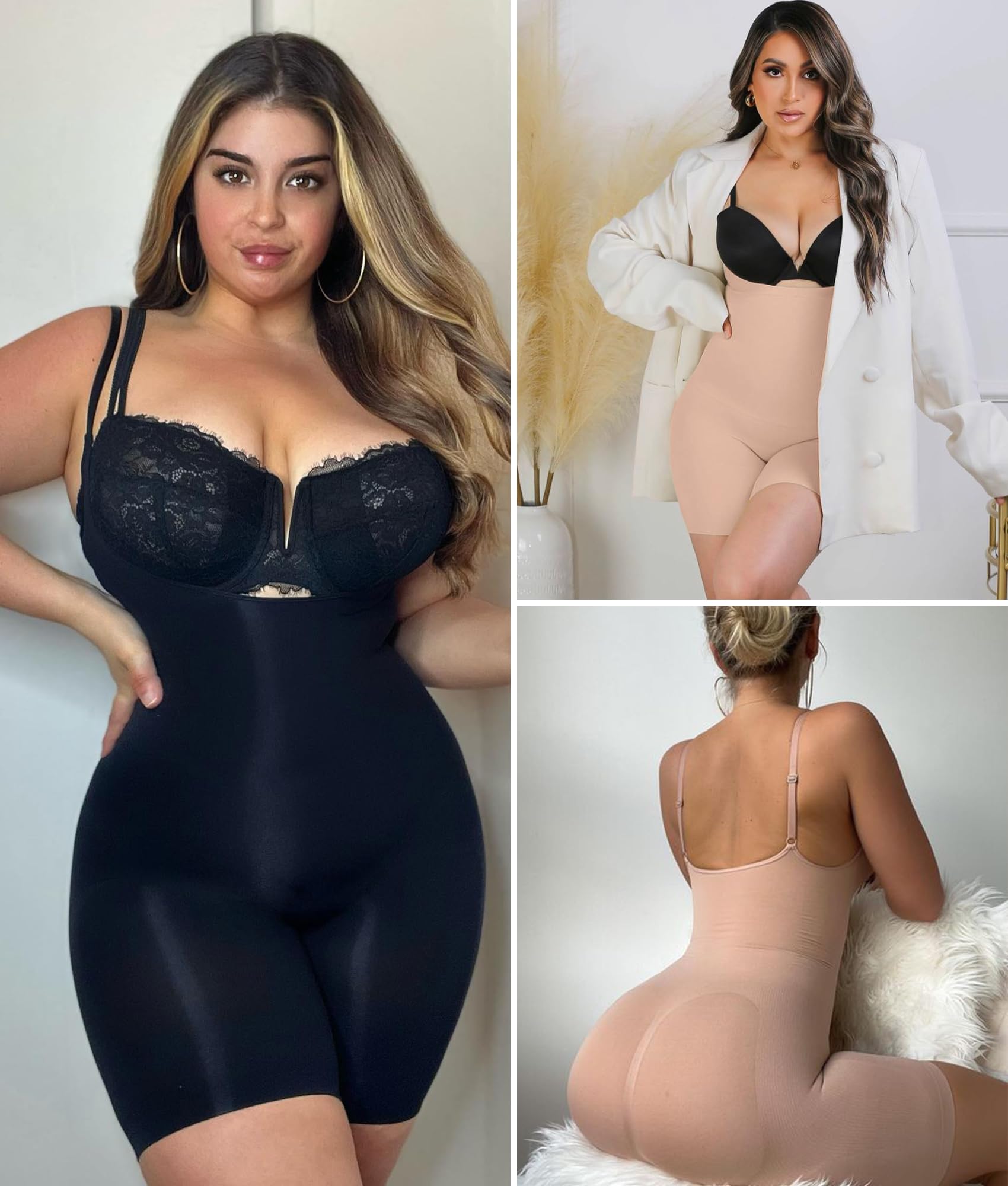 Vibecurve® Bodysuit for Women Tummy Control Shapewear Open Bust Mid-Thigh Sculpting Body Shaper