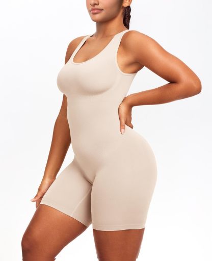 Vibecurve® Shapewear Bodysuit for Women Tummy Control Scoop Neck Mid Thigh Sculpting Body Shaper