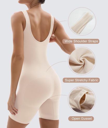 Vibecurve® Shapewear Bodysuit for Women Tummy Control Scoop Neck Mid Thigh Sculpting Body Shaper
