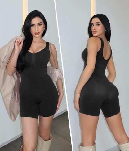 Vibecurve® Shapewear Bodysuit for Women Tummy Control Scoop Neck Mid Thigh Sculpting Body Shaper