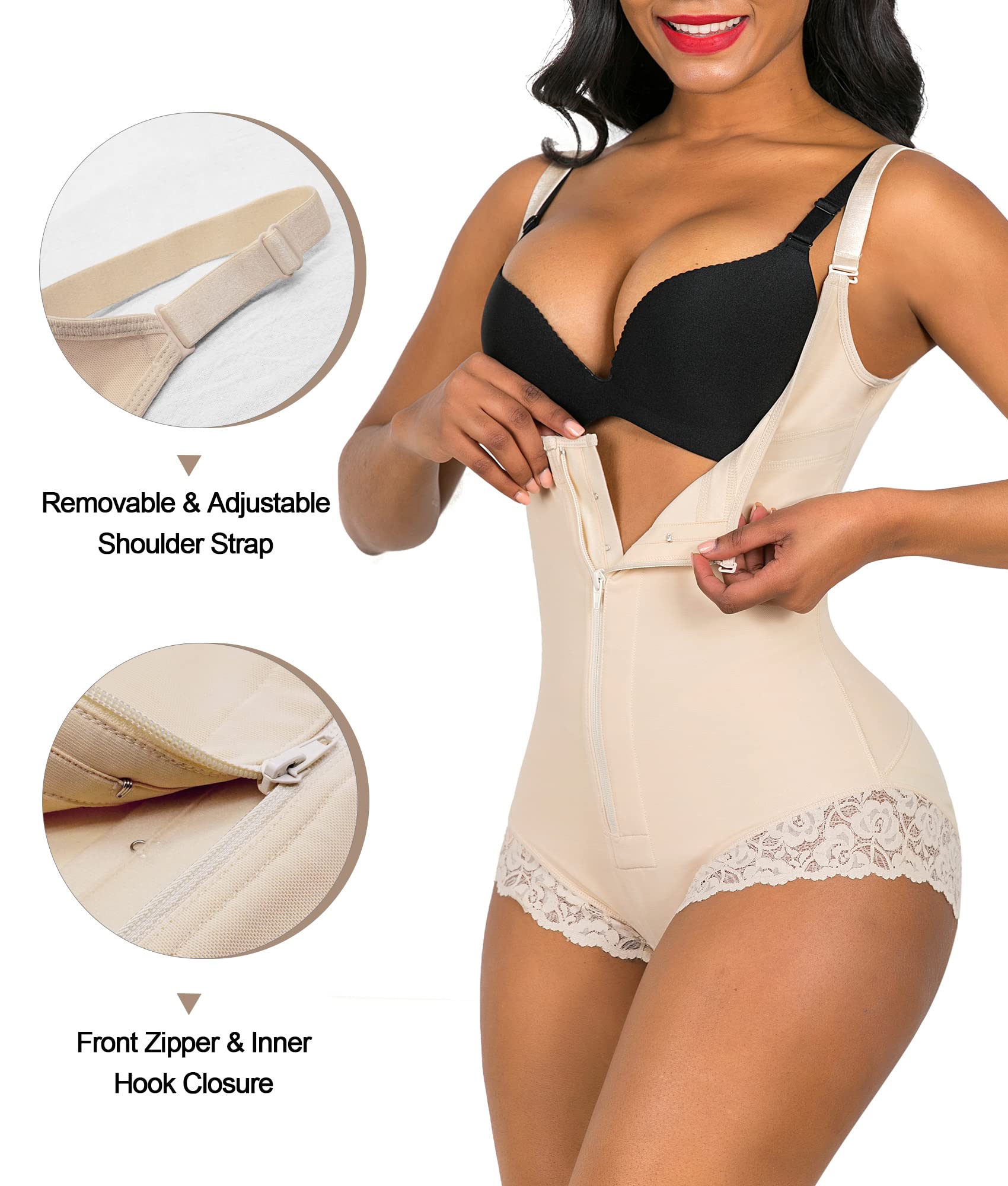 Vibecurve® Shapewear for Women Tummy Control Fajas Colombianas Open Bust Body Shaper Slimmer Bodysuit