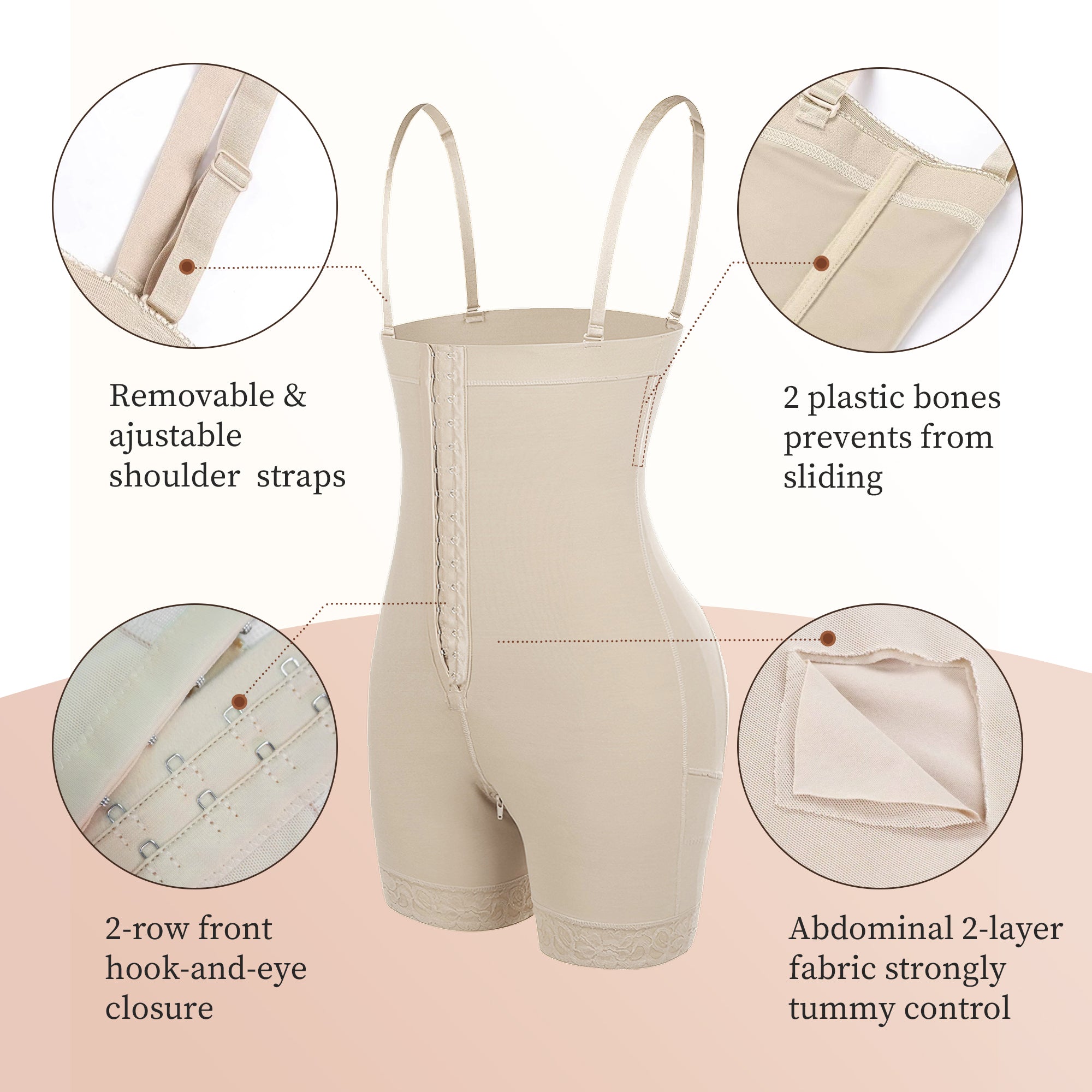 Vibecurve® Fajas Colombianas Shapewear for Women Tummy Control Body Shaper Butt Lifter with Zipper Crotch
