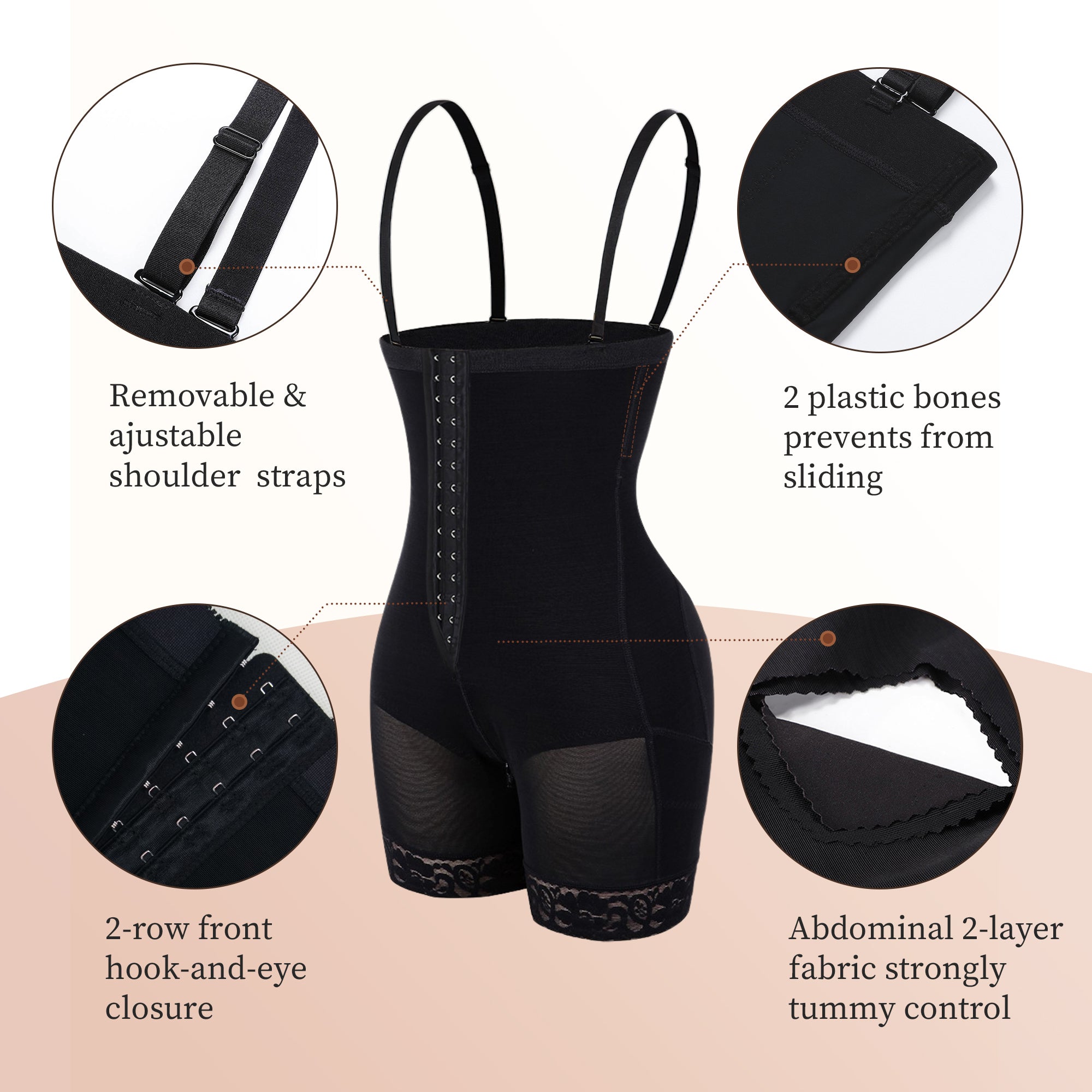 Vibecurve® Fajas Colombianas Shapewear for Women Tummy Control Body Shaper Butt Lifter with Zipper Crotch