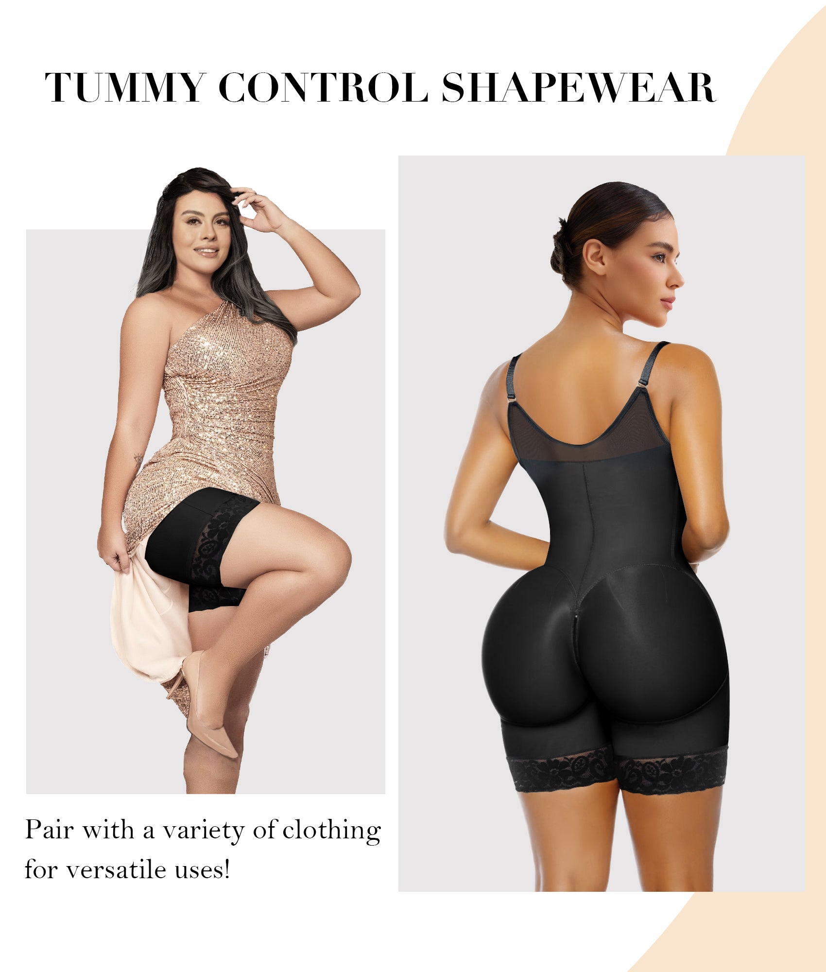 Vibecurve®Fajas Colombianas Postpartum Shapewear for Women Tummy Control Butt Lifter Body Shaper with Zipper Crotch