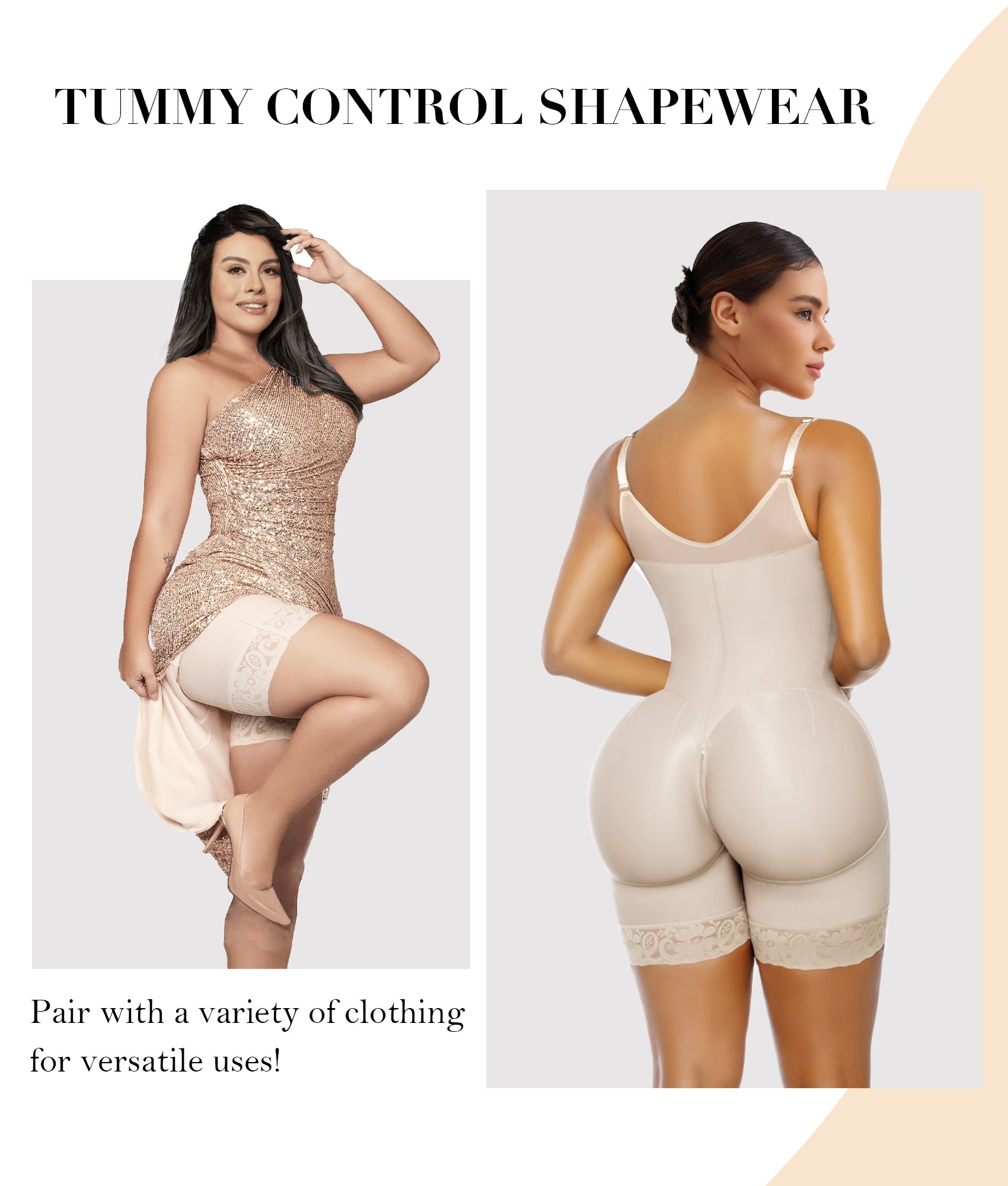 Vibecurve®Fajas Colombianas Postpartum Shapewear for Women Tummy Control Butt Lifter Body Shaper with Zipper Crotch
