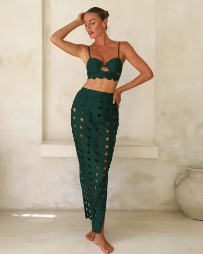 Vibecurve® Laser Cutting Circularity Bikini Swimsuit and Split Skirt