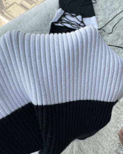 Vibecurve® Sexy Back Striped Knitted Dress