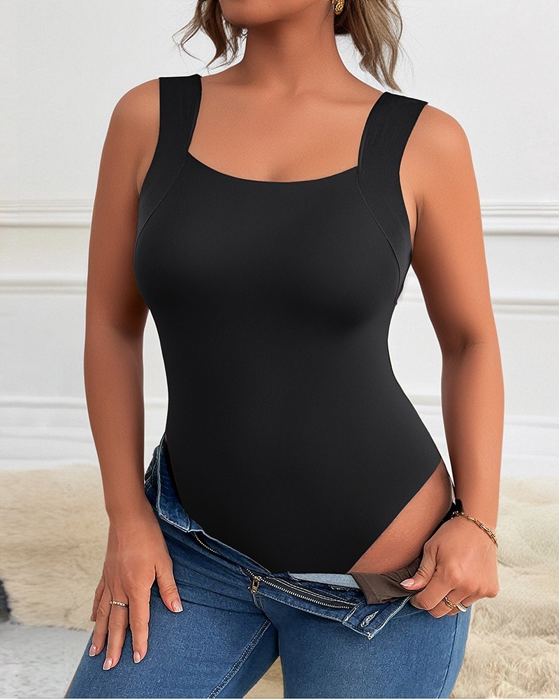 Vibecurve® U Neck Shapewear Built-in Bra Sleeveless High Strechy Slim Fit Tank BodySuits