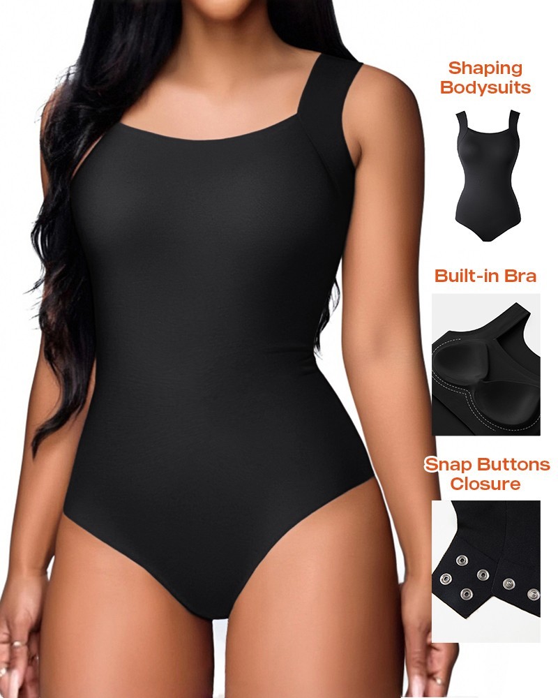 Vibecurve® U Neck Shapewear Built-in Bra Sleeveless High Strechy Slim Fit Tank BodySuits